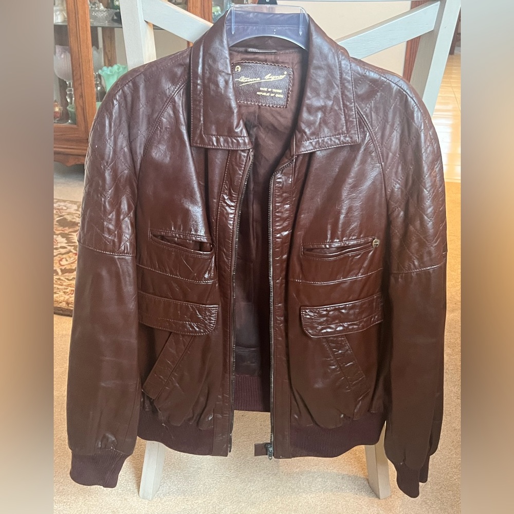 Aigner Burgandy  Mens Leather Vintage Jacket